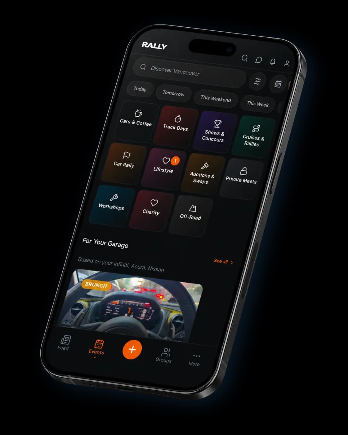 App — events feed.