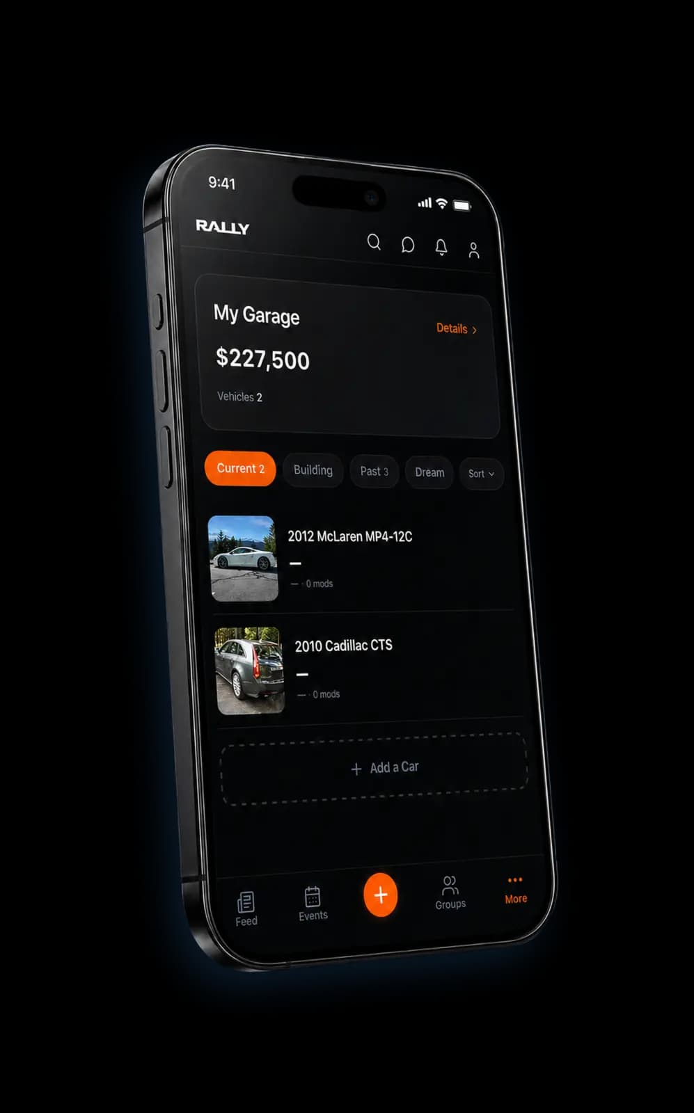 App — garage profile.
